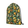 thumbnail image 2 of XMXT Waterproof Gym Bag, Undead Skeleton Print Drawstring Backpack for Men, m Green, 2 of 8