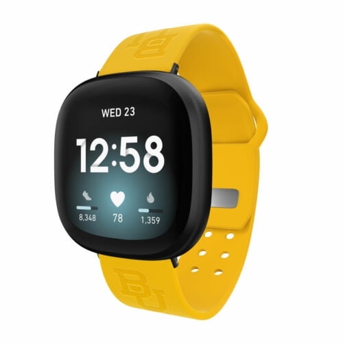 Bears Engraved Silicone Unisex Watch Band for Fitbit Versa 3 and Sense (Yellow) by Affinity Bands