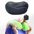 thumbnail image 4 of Almohada de viaje para avión, reposacabezas, ajustable, suave, plegable, espuma viscoelástica, almohada para el cuello Azul marino, 4 of 7