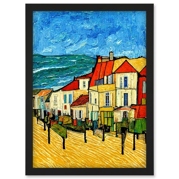 France Marseille Van Gogh Style Modern Artwork Framed Wall Art Print A4