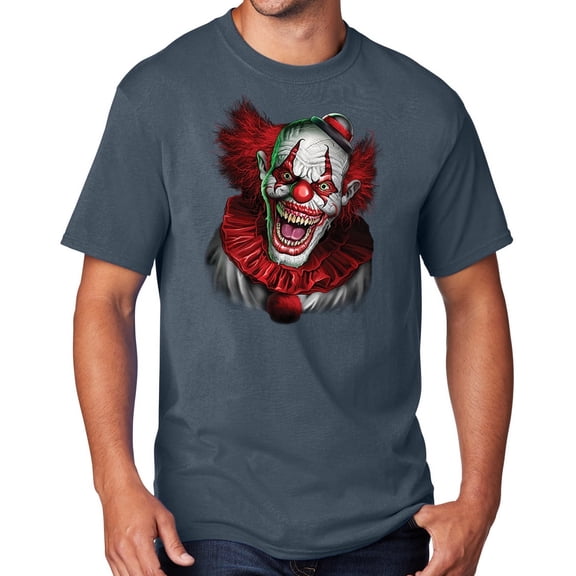 Men's Scary RED CLOWN T-shirt, XL Steel Blue