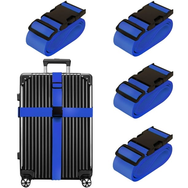 Cinturón de viaje Chelmon de correas de equipaje aprobado por la TSA, paquete de 4, azul