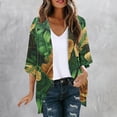 thumbnail image 2 of Sokhug Womens Tropical Leaf Print Kimono Cardigans Open Front 3/4 Sleeve Lightweight Vacation Cover Up, 2 of 5