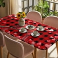 thumbnail image 3 of Valentine's Day Birds Table Cloths for 4 Foot Rectangle Tables, Love Branches Red Black Buffalo Plaid Patio Waterproof Elastic Fitted Tablecloths, Washable Rectangular Table Cover for Camping, 3 of 8