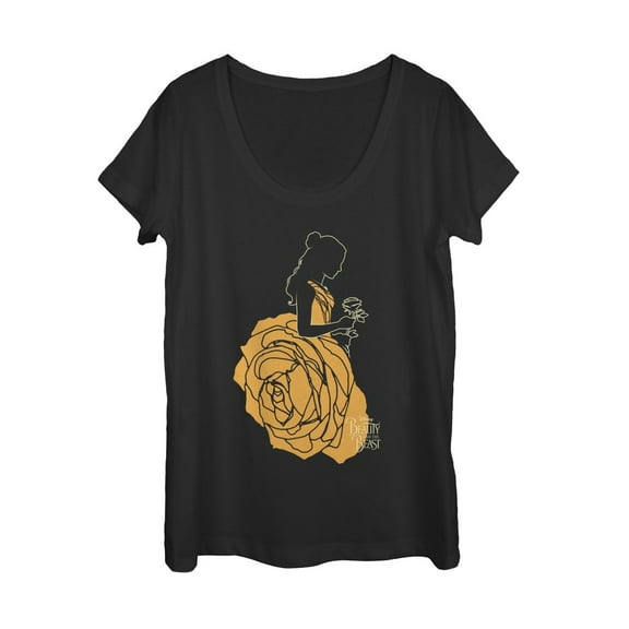 Women's Beauty and the Beast Rose Dress  Scoop Neck Black X Large
