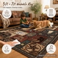 thumbnail image 2 of CHAKME 5'x7' Western Cowboy Area Rug Rustic Southwestern Cabin Lodge Decor Machine Washable Non-Slip Low Pile Floor Mat Vintage Cactus Bull Skull Saloon Design Carpet for Living Room Bedroom, 2 of 5