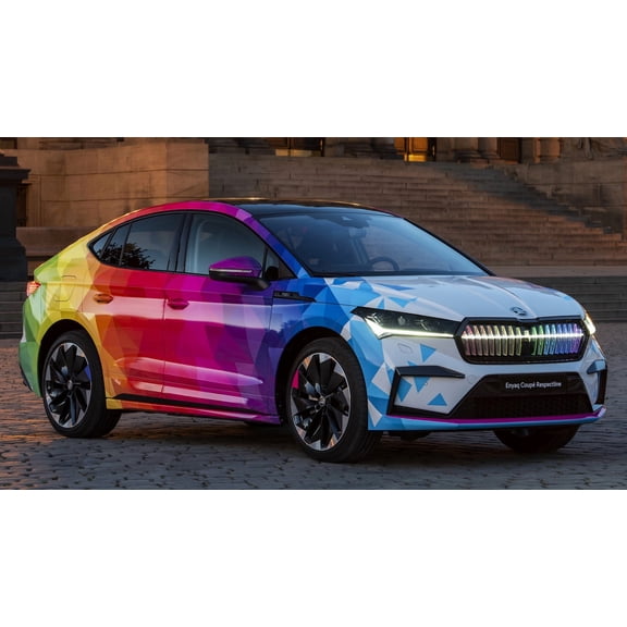 2023 Skoda Enyaq Coupé Respectline - 12x18 Inch Laminated Poster - Stunning Detail and Bold Colors