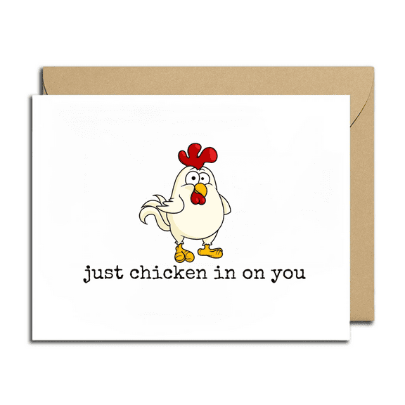 Just Chicken In on You Greeting Card – Funny Chicken Design with Envelope – Perfect for Friendly Messages, Birthdays, or Encouragement