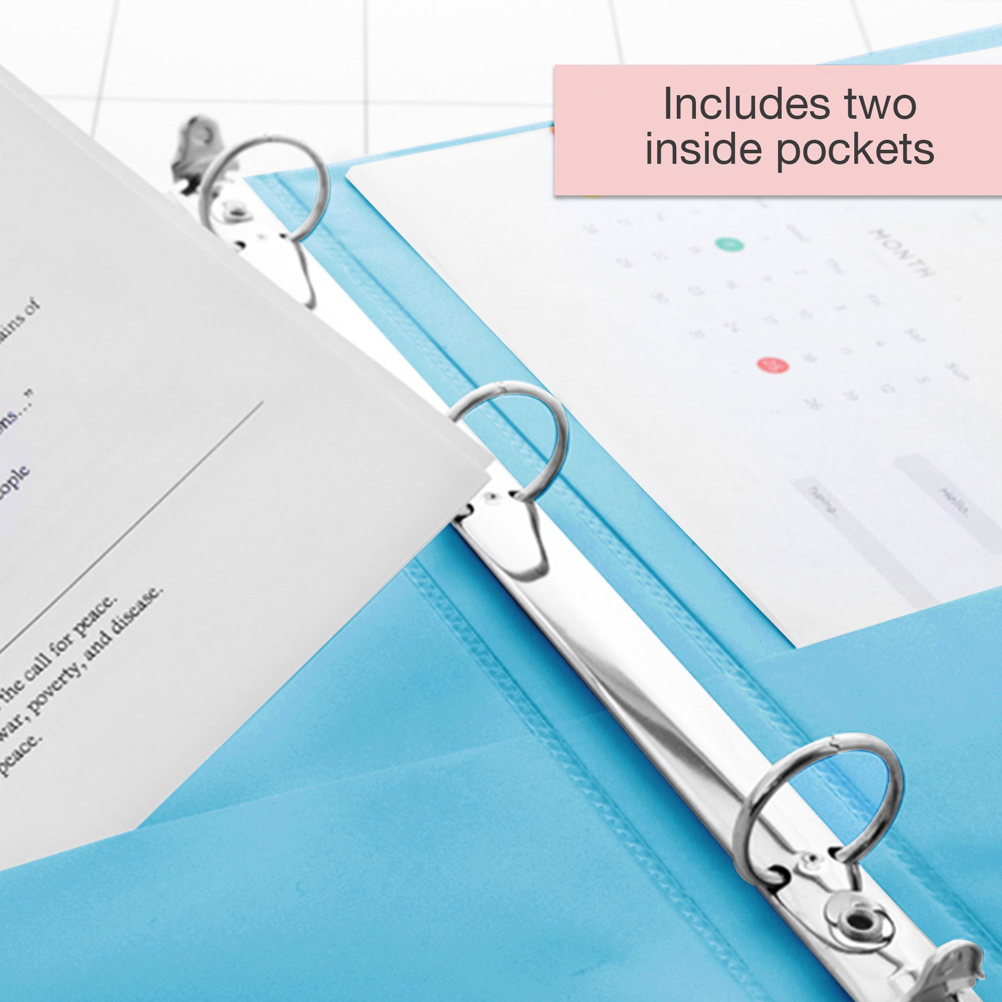 BAZIC 3 Ring Binder 1/2" Economy View Binders Cyan, Hold 100 Sheets, 4-Count