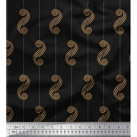Soimoi Rayon Fabric Stripe & Dotted Swirl Abstract Print Fabric by the Yard 42 Inch Wide