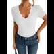 thumbnail image 2 of Camisetas de Corta con Cuello en V y Encaje para Mujer, Camisetas Básicas Ajustadas de Punto Acanalado, Estilo Informal de Verano para Negocios L, 2 of 10