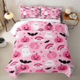 thumbnail image 1 of Feelyou Kawaii Ghost Pumpkin Quilt King, Cute Bat Rainbow King Coverlet Set, Pink, 3pcs, 1 Comforter and 2 Pillowcases, 1 of 6