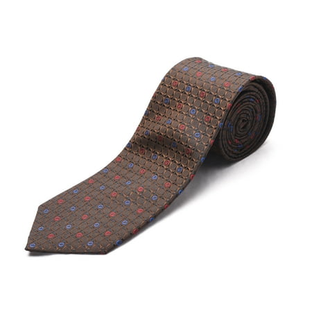 Circle Silk Tie - Luciano Barbera Men Slim Silk Neck Tie Circle Brown