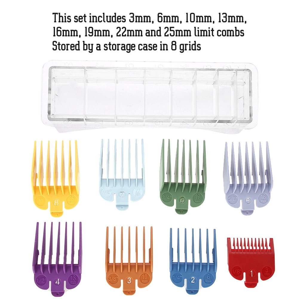 Ejoyous 8 Sizes Colored Limit Comb Hair Clipper Haircut Guide Attachment Size Comb Hair Limit Comb Hair Comb Attachment Size