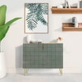 thumbnail image 2 of PixonSign Sideboard Buffet Cabinet, Kitchen Storage Cabinet with 2 Doors, Black Gray Geometric Square Pattern, Cupboard Console Table for Dining Room - 35" L x 18" W x 29" H, 2 of 5