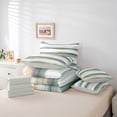 thumbnail image 5 of Manfei Chic Geometric Adult Twin Bedding Sets 7-Piece, Green Striped Abstract Bedding Comforter Set, Modern Chic Artwork Reversible Sheet Sets, Super Cozy Room Decor, 5 of 7