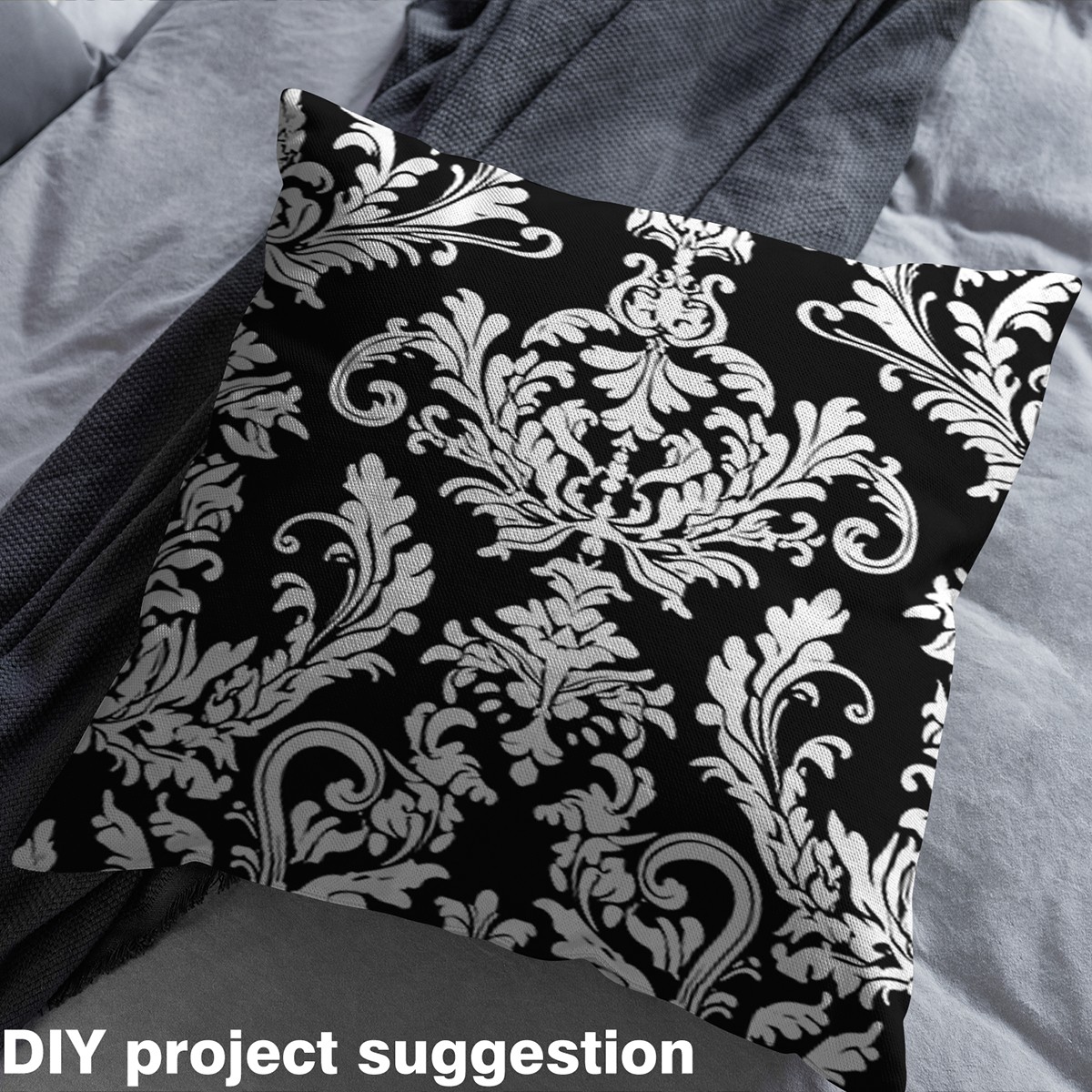 jejeloiu Victorian Flower Fabric by the Yard 2 Yards,Vintage Gothic Floral Room Decor Fabric by the Yard,Black White Fabric for Sewing For Men Women,,Lightweight Room Decorative