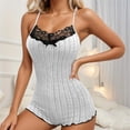 thumbnail image 1 of UANWENN Combinaison Sans Manches en Dentelle pour Femmes Pyjama Confortable pour Usage Quotidien Maison Polyvalent Col Roulé pour Femmes Manches Longues Combinaison en Cisaille pour Femmes, 1 of 7