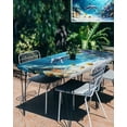 thumbnail image 3 of Shark Coastal Rectangle Tablecloth, Waterproof Elastic Fitted Table Covers for 4 Foot Tables, 24x50inch Decorative Tablecloths for Picnic, Camping, Indoor, Outdoor, Summer Beach Coral Ocean Nautical, 3 of 6