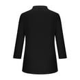 thumbnail image 4 of Womens Casual V Neck Sweatshirt 3/4 Sleeve Lightweight Pullover Tops Loose Classic Business Work Henley Blouse, 4 of 6