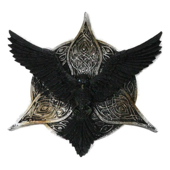 Norse Viking Gothic Raven Crow with Triquetra Knotwork Disc Incense Burner