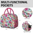thumbnail image 6 of Lunch Bag Lunch Box for Women Reusable Insulated Lunch Cooler Bags,Large Capacity for Work Travel Picnic,Water-Resistant Pioneer Colorful Floral Lunch Tote Bag Gifts for Woman Mom Rose-red, 6 of 6