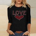 thumbnail image 2 of Cute Valentines Shirts for Women Fashion Rhinestone Bowknot Print Tee Dressy Casual 3/4 Sleeve Tops, 2 of 4