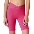 thumbnail image 3 of Hesxuno Girls Biker Leggings Crossover High Waist Cycling Yoga Pants Kids Buttery Soft Compression Leggings Athletic Running Active Non See Through Tights Hot Pink 7 Years, 3 of 7