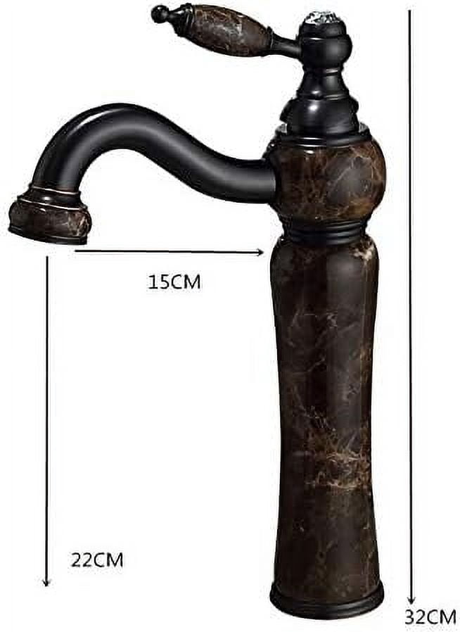 Basin Faucet Tall Black Bathroom Faucet Hot and Cold Brass and Jade Toilet Sink Faucet Water Crane Mixer Sink Faucet