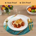 thumbnail image 4 of Aqua White Marble Round 13 Inch Placemats Set of 6, Nature Marble Crack Yellow Lines Art HeatResistant Non Slip Place Mats for Dining Table, Wipeable Braided Kitchen Table Mats for Housewarming, 4 of 9