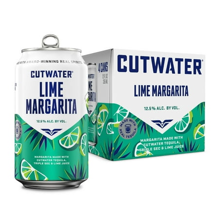 Cutwater Spirits Tequila Lime Margarita, 4 Pack 12 fl. oz. Aluminum Cans, 12.5% ABV