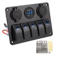 thumbnail image 2 of 5 Gang Aluminum Alloy IP65 Water Resistant Rocker Switch Panel with Dual USB Cigar Lighter Voltmeter, 2 of 7