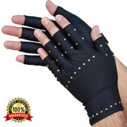 Anti Arthiritis Pain Relief Real Copper Infused Strong Grip Heavy Duty Fingerless Gloves - M