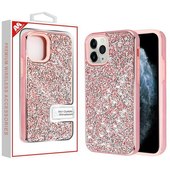 Apple iPhone 11 PRO Phone Case Glitter Heavy Duty Rugged Hybrid Soft TPU Inner   Hard PC with Crystal Bling Diamond Rhinestones Electroplated Frame Protective Shockproof Cover PINK for iPhone 11 Pro