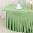 thumbnail image 4 of BalsaCircle 6 ft Fitted Sage Green Premium Spandex Rectangle Tablecloth Wavy Table Cover Party Events Decorations, 4 of 8