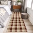 thumbnail image 5 of Brown Buffalo Plaid Washable Runner Rugs 2'x6', Geometric Check Abstract Line Gradient Low Pile Throw Entryway Rug Non-Slip Sturdy Edge Binding Carpet for Indoor Bedside Entrance Bedside, 5 of 9
