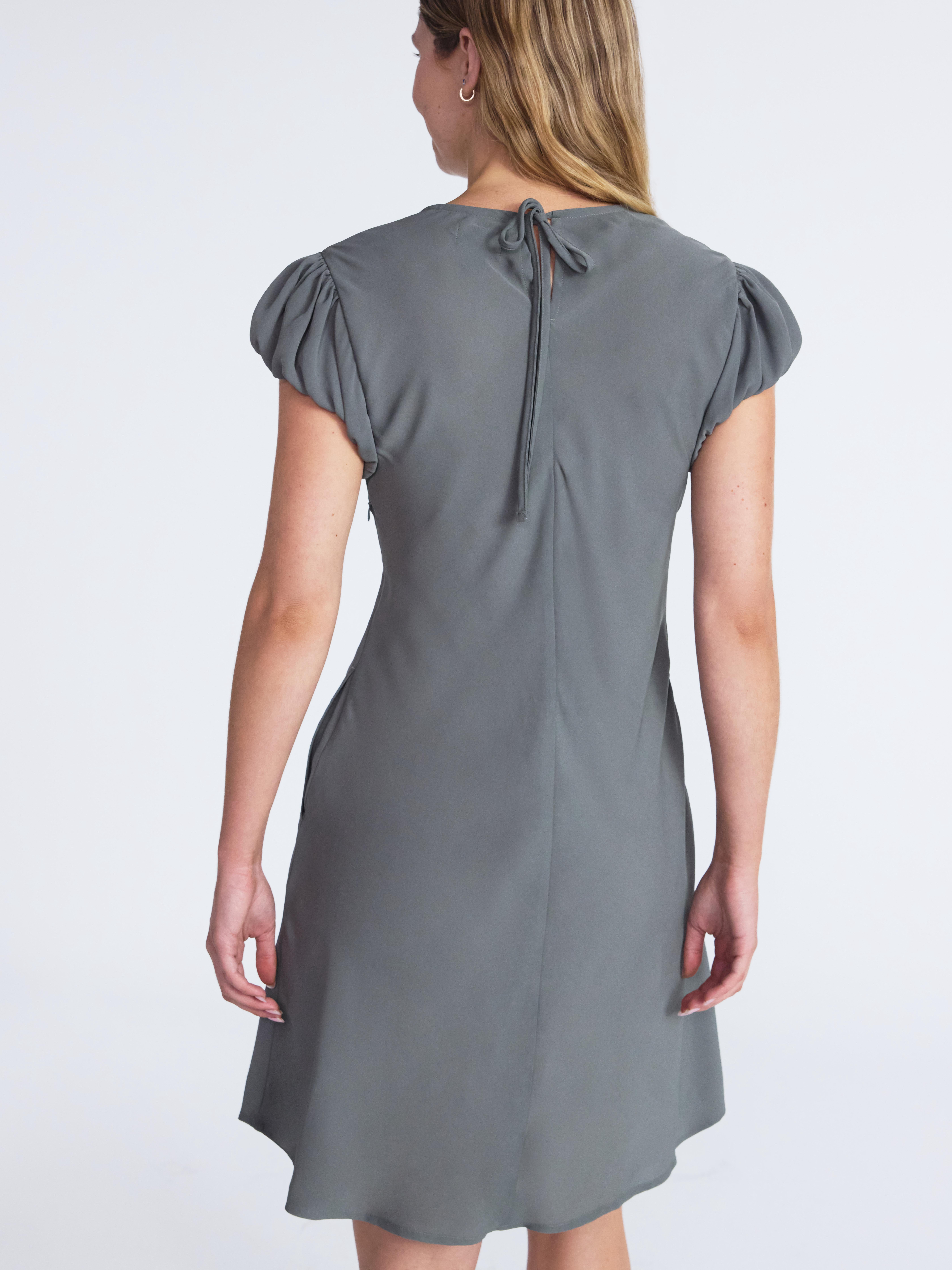 Scoop Women’s and Women’s Plus Tie Back Mini Dress with Volume Sleeves, Sizes XS-4X