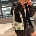 thumbnail image 4 of Retro Mujer Estampado de flores Hombro Axila Bolsa Invierno Felpa Monedero (Verde) Tmvgtek Oficina Multiescena Multifunción, 4 of 9