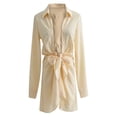 thumbnail image 2 of Njagoc3 Womens Long Sleeve Button - Down Shirt Dress, Bodycon Fit, Solid Color, Office & Night Out Looks, 2 of 4