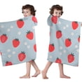 thumbnail image 4 of Strawberry Plants Fruit Flower Hooded Bath Towel，50"x30" for Ages 3 To 12 Kids, Quick Dry Lightweight Soft Microfiber Hood Beach Towel Cover Up for Kids, 4 of 7