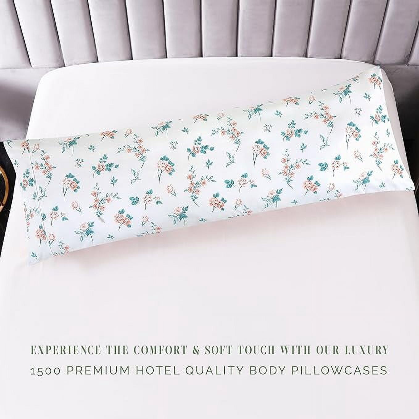 Elegant Comfort Floral Print Body Pillowcase, 1500 Series Hotel Quality Microfiber, Soft and Smooth with Hidden Zipper Closure, Body Pillowcase, Pink Celia