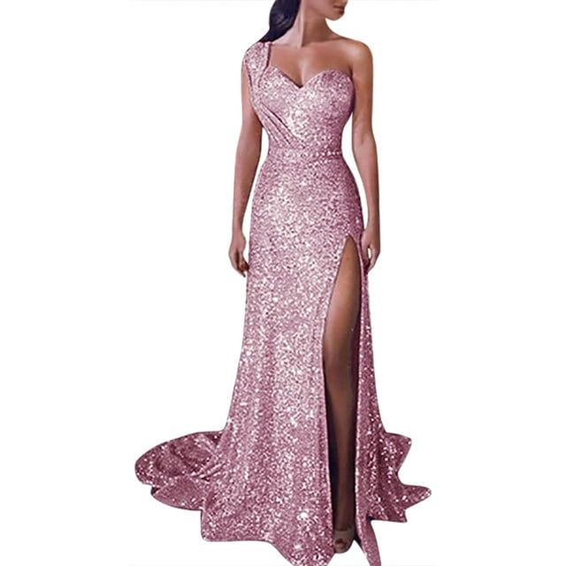 Womens Dresses Womens Sequin Prom Party Ball Gown Gold Evening ...