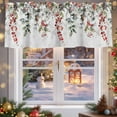 thumbnail image 5 of Valances for Windows Xmas Holly Berries Green Leaves Winter Snow Rod Pocket Short Curtain for bathroom living room bedroom Watercolor Plants Grey 1 Panel 54x18in, 5 of 7