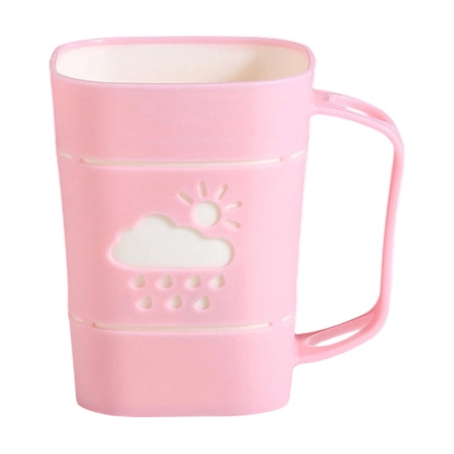 Bathroom Mouthwash Cup Cute Couple Toothbrush Cup Rain Pattern Handle Plastic Toothbrush Cup