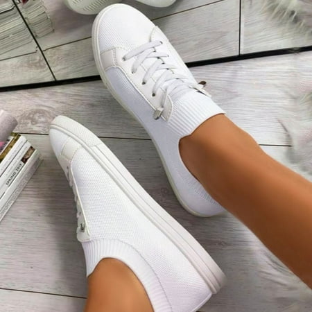 

NECHOLOGY Ballet Sneakers for Women Shoes Fashion Women s Slip-on Leisure Canvas Sneakers for Women Wide Width Size 12 White 9