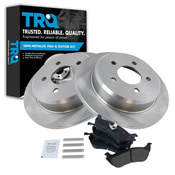 TRQ Rear Brake Pad & Rotor Kit Brake Pads Brake Rotor Semi-Metallic Fits Select 1996-2002 Ford Crown Victoria Lincoln Town Car Mercury Grand Marquis