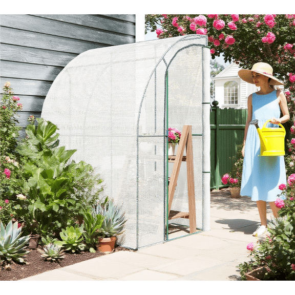 Outdoor Lean to Greenhouse, Walk-In Green House Plant Nursery