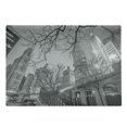 thumbnail image 1 of Black and White Cutting Board, Chicago City Downtown Nighttime Highrise Buildings Tree Branches, Decorative Tempered Glass Cutting and Serving Board, Large Size, Grey Black White, by Ambesonne, 1 of 1