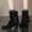Black, variant on Women's Wide Width Ankle Boots Low Heel Side Zipper Slouchy Mid Calf Boots Short Booties.