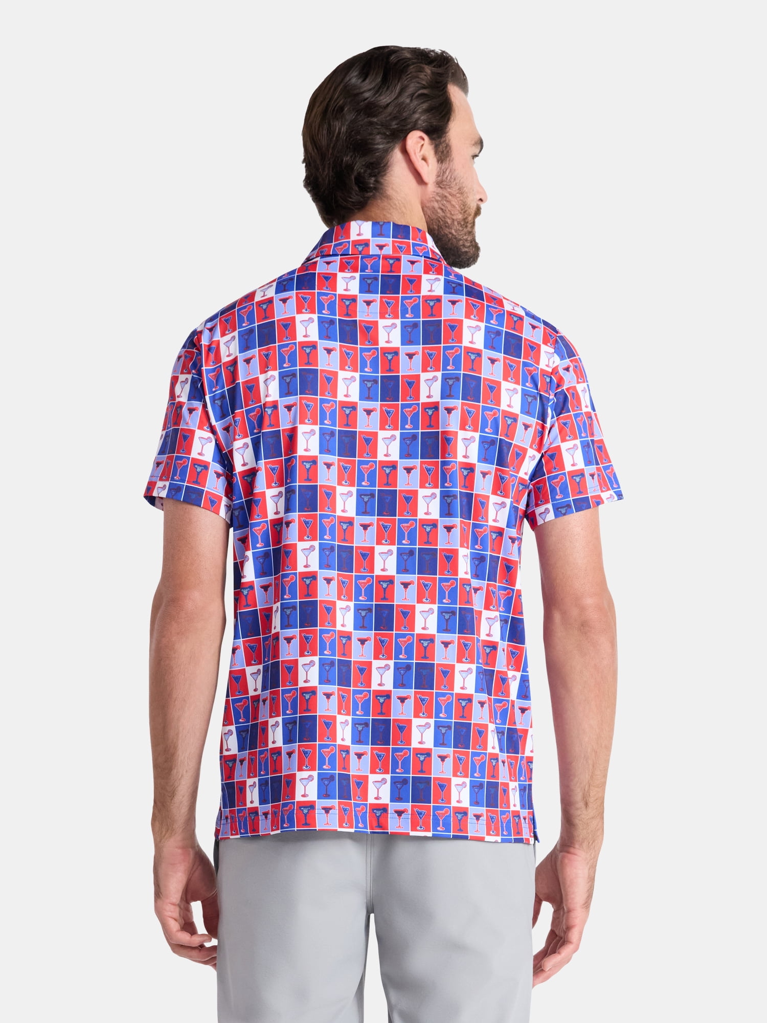 Birdie Bound Men's and Big & Tall Men's Cocktails Print Polo Golf Shirt, Sizes XS-4XLT